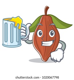 With juice cacao bean mascot cartoon