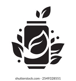 Lata de jugo con hojas Ilustración vectorial