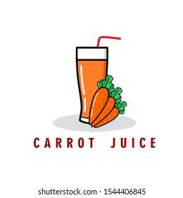 juice carrot in glass. vector illustration. logo template design