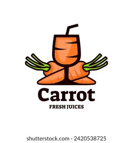 Juice carrot logo, fresh carrot drink logo design vector template isolated on white background.