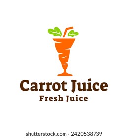 Juice carrot logo, fresh carrot drink logo design vector template isolated on white background.