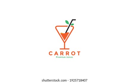 juice carrot with slim glass logo design vector icon symbol illustration