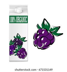juice cartons, blackberry, vector