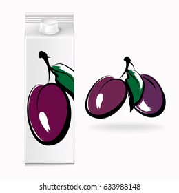 juice cartons, plum, vector