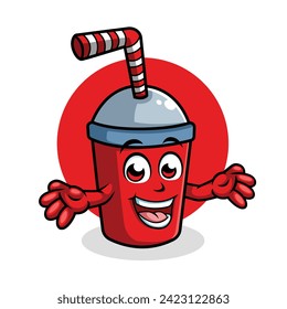 Juice Cartoon Character Surprising Pose Happy Mascot Illustration, Vector Clipart