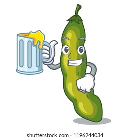 With juice cartoon fresh green beans for cooking