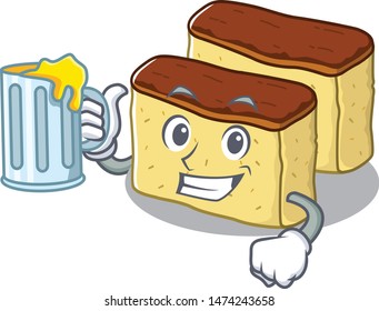 With juice castella cake in the mascot shape