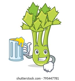 With juice celery mascot cartoon style