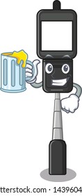 With juice cell phone holder on a character