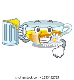 With juice chamomile tea in the cartoon shape
