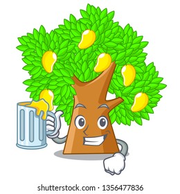 With juice character mango tree beside the house