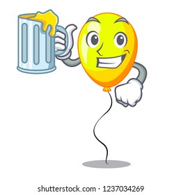 With juice character yellow balloon ticket on holiday