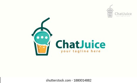 Juice chat drink logo template
