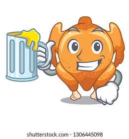 With juice chicken roast is isolated with characters