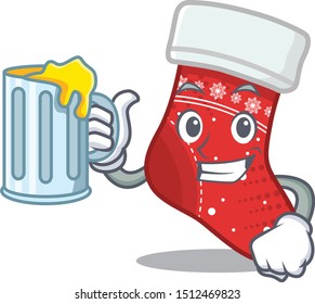 With juice christmas stocking character shaped in cartoon