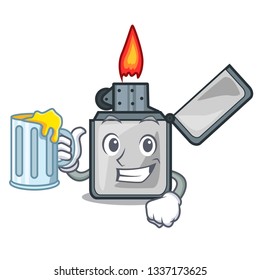 With juice cigarette lighters isolated with the cartoon