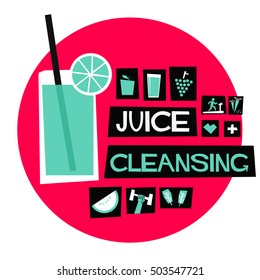 Juice Cleansing (Flat Style Vector Illustration Health Diet Poster Design)