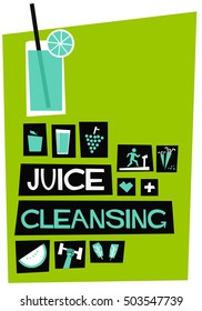 Juice Cleansing (Flat Style Vector Illustration Health Diet Poster Design)