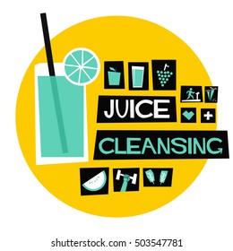 Juice Cleansing (Flat Style Vector Illustration Health Diet Poster Design)