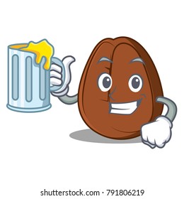 With juice coffee bean mascot cartoon