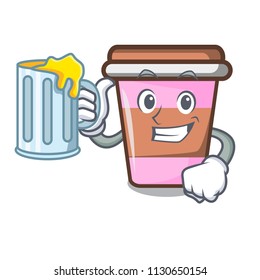 With juice coffee cup mascot cartoon vector illustration