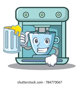 With juice coffee maker character cartoon