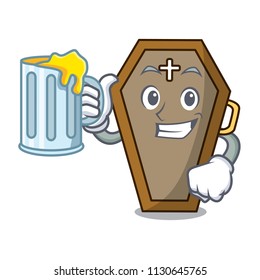 With juice coffin mascot cartoon style vector illustration
