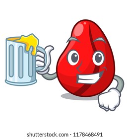 With juice cola nut fruits isolated on cartoon