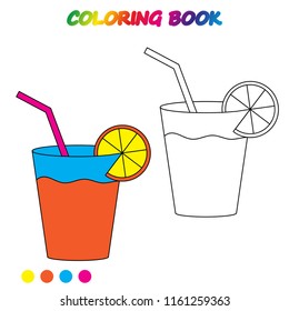 juice - coloring page. Worksheet. Game for kids -  coloring book. 