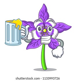 With juice columbine flower mascot cartoon