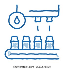 juice conveyor sketch icon vector. Hand drawn blue doodle line art juice conveyor sign. isolated symbol illustration