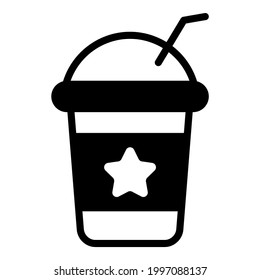 Saft-Tasse, Saft schwarz gefüllte Linie Symbol, Vektordesign usa Unabhängigkeit Tag Symbol.