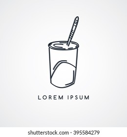 juice cup cold drink theme sketch vector art illustration