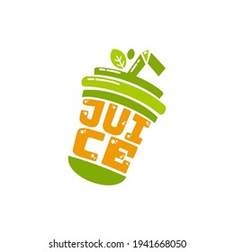 Juice Cup Drink Fruit Logo Concept Design Illustration