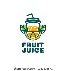 Juice cup drink orange lemon fruit smoothie cocktail logo concept design illustration