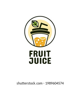 Juice Cup Drink Orange Lemon Fruit Smoothie Cocktail Logo Concept Design Illustration