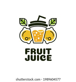 Juice cup drink orange lemon fruit smoothie cocktail logo concept design illustration