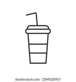 Juice cup - editable line icon. Takeaway drink. Vector illustration.