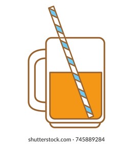 juice in cup glass and straw
