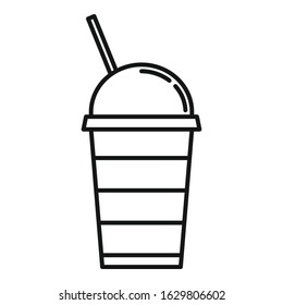 Juice cup icon. Outline juice cup vector icon for web design isolated on white background