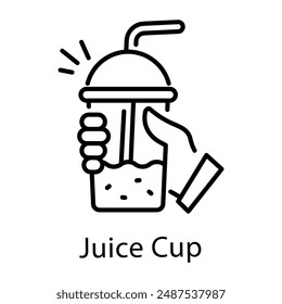 Un icono de estilo de línea de taza de jugo