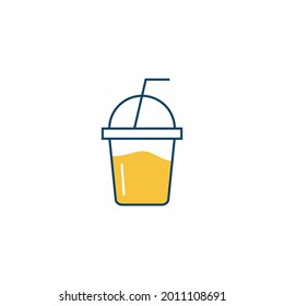  juice cup, smoothie icon in color icon, isolated on white background 