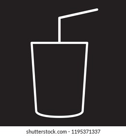 Juice cup thin line icon isolated on black background. Trendy juice cup icon for web site, app, label, logo and restaurant menu. Modern icon for print materials, vector illustration