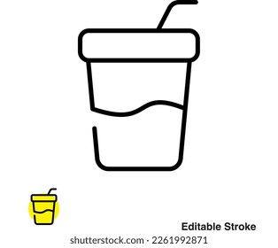 Juice Cup Vector Line Icon