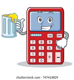 With juice cute calculator character cartoon