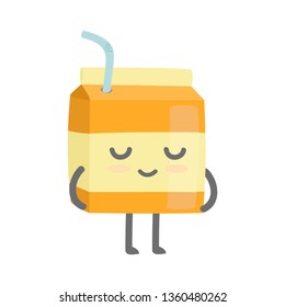 Juice cute cartoon character. packaging box. Isolated vector illustration