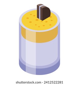 Icono de café dalgona de jugo vector isométrico. Compra postre natural. Bebida de vidrio