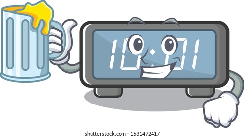 With juice digital clock cartoon in character shape