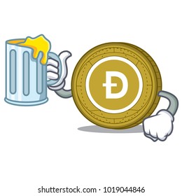 With juice Dogecoin mascot cartoon style