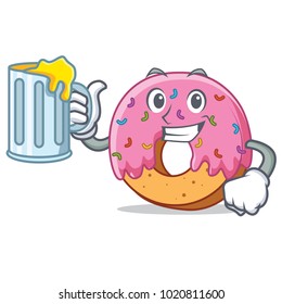 With juice Donut mascot cartoon style